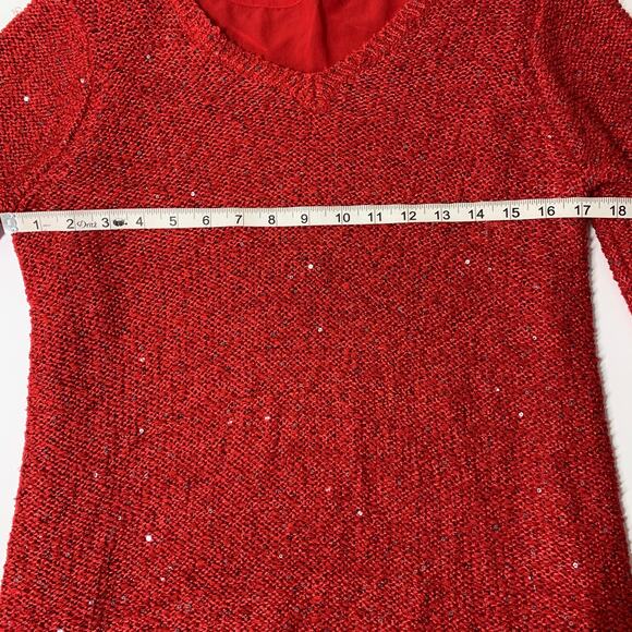 APT 9 Red Sequins Knit Long Sleeve Sweater XL - Picture 7 of 8
